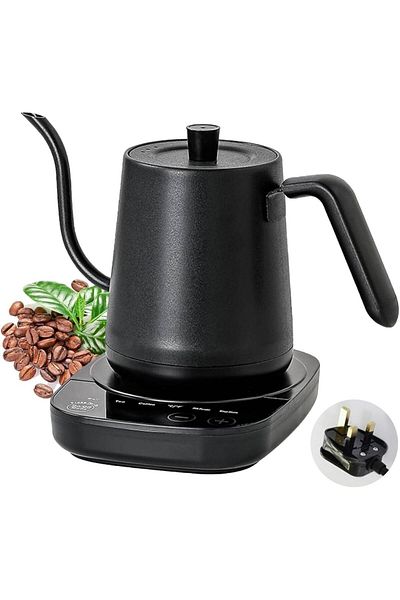COOYA 1000w Electric Gooseneck Kettle V60,0.8l,Automatic Temperature Control,304 Stainless Steel,Black