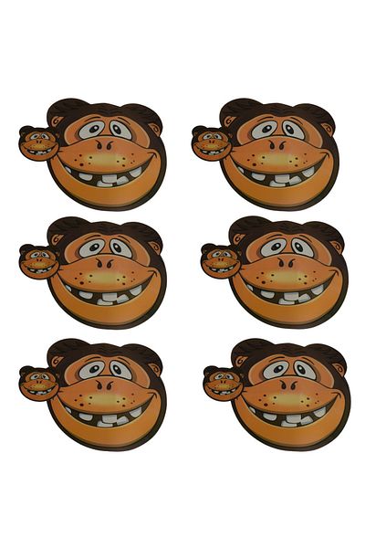PUFO Set suporturi și farfurii pentru pahare pentru servirea mâncării, model pentru copii, Pufo Happy Monkey, 6 piese