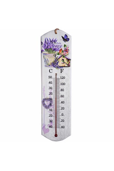 PUFO Lavender Garden wall thermometer, for indoor use, 26 x 7 cm
