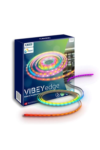 Calex RGBIC+CCT LED strip Calex Vibey Edge, remote control, 12W, 1500 lm, white and colored light, 5m