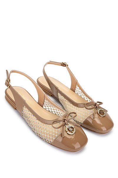 Tamer Tanca Women's Leather & Textile Beige Ballerina Shoes