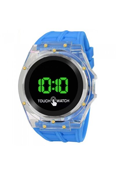 dalimag Ceas Albastru Electronic Cu LED In Forma Rotunda, Touch, Baterie Inclusa