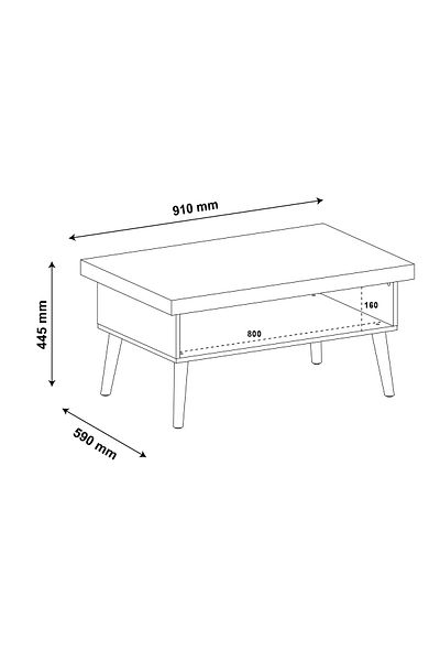ARTLY Center coffee table for living rooms and homes, pine and off-white color, 91*44.5*59