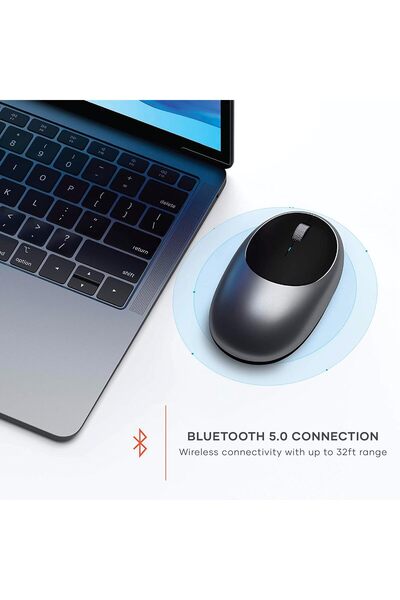 Satechi ماوس لاسلكي من الألومنيوم بتقنية البلوتوث مع منفذ Type-C قابل لإعادة الشحن - لأجهزة MacBook Pro/Air M1/M2،