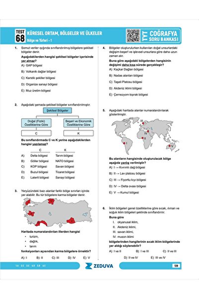 Zeduva Coğrafyanın Kodları TYT Coğrafya 1 Kitap 3 Kamp Soru Bankası