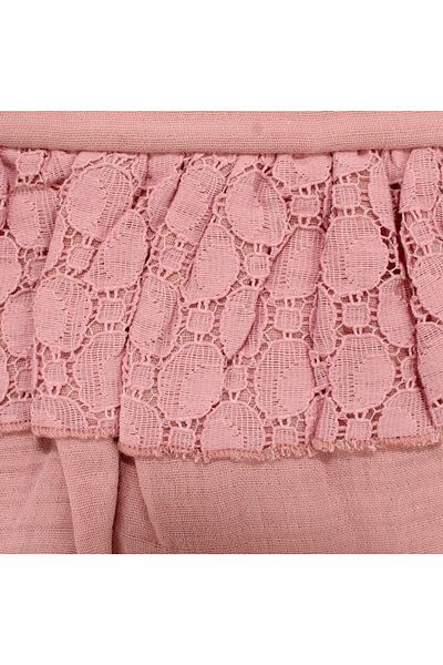 bebegen Baby Girl Powder Muslin Elastic Buttoned Pantyhose Jumpsuit with Ruffles at the Waist
