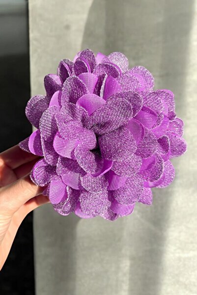 TAKIŞTIR Purple Color Flower Figured Glitter Detailed Latch Buckle