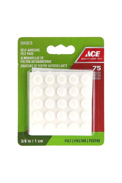 ACE 75-Piece Round Self-Adhesive Protective Precision High-Quality Felt Pads White 1cm