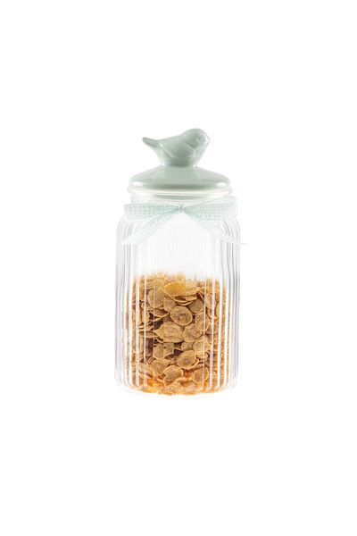 Madame Coco Jar Cylinder with Bird - Mint Green - 1300 ml