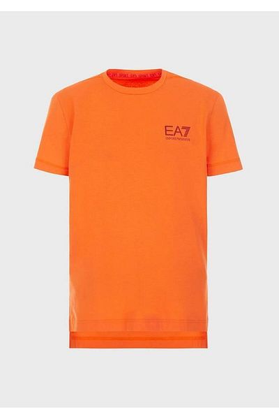EA7 Ανδρικό λογότυπο Basic Regular Fit κοντομάνικο πορτοκαλί μπλουζάκι 6KPT22 PJAMZ-TRN