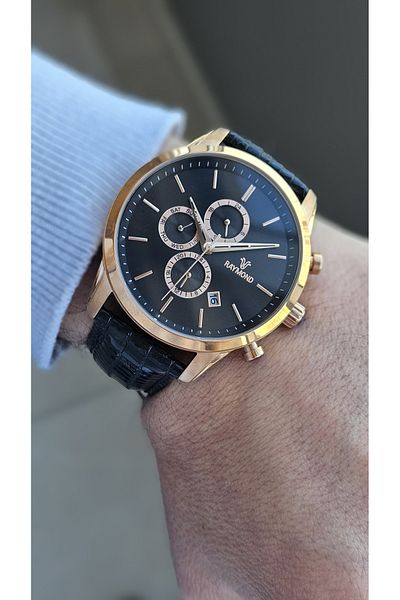 Raymond Rym-1146 Quartz Men's Watch - Steel Case and Leather Cord - 2 Years Warranty