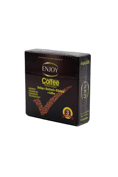 Enjoy Enjoy Dotted, Ribbed and Buttock Condoms Coffee Flavor - 3 Pieces