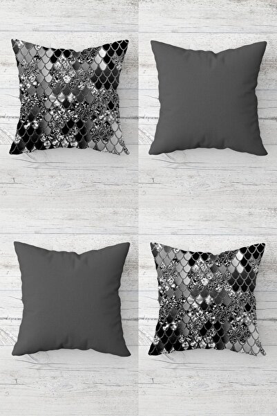 Dally Home مجموعة غطاء وسادة أريكة بسحاب مخفي بنمط حراشف السمك (4 قطع)