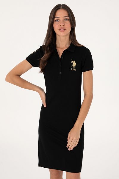 U.S. Polo Assn. Γυναικείο Μαύρο Πόλο Πλεκτό Φόρεμα Μίνι Μέγεθος 50297457-VR046