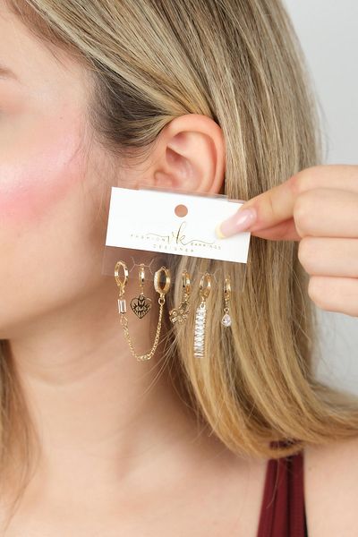 Jack Ferrero Gold Women's Steel 6-Piece Earring Set