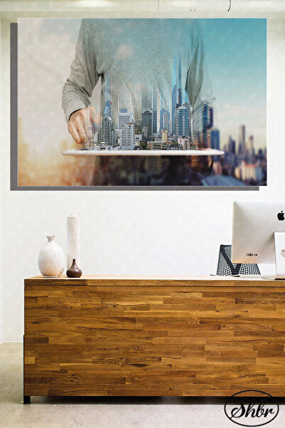 Şehber Tekli Yatay Kanvas Dekoratif Duvar Tablosu Emlakçı Emlak Ofisi GYO İnşaat Firmaları