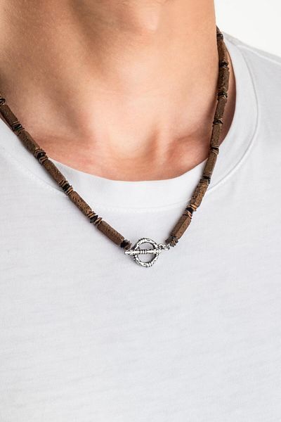 So CHIC... Lava Stone 50 cm Steel Men's Necklace