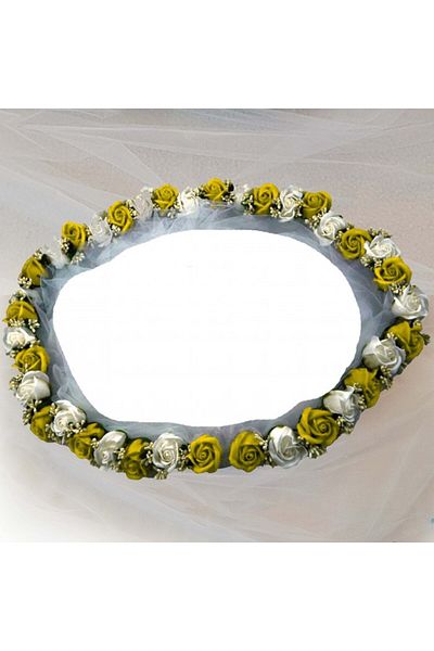 dalimag Tul pentru decor cristelnita, trandafiri sapun galbeni si albi, 150 cm