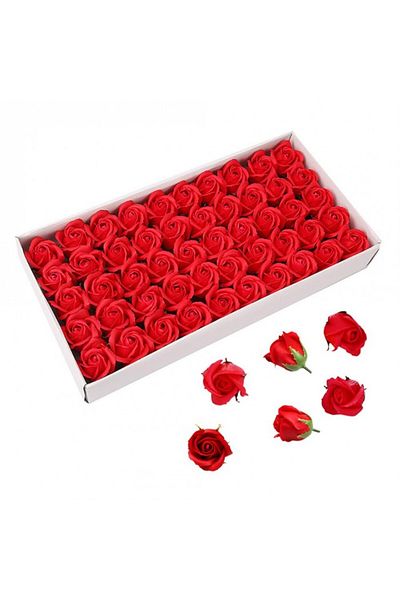 dalimag Set of 50 Soap Flowers Roses, Red, 5 cm