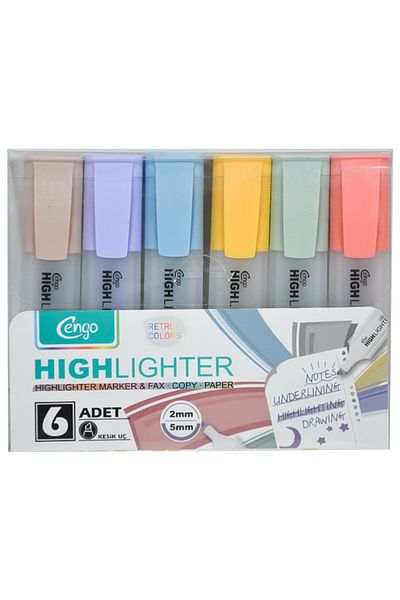 Cengo Set of 6 Highlighters Retro Colors Cgo803