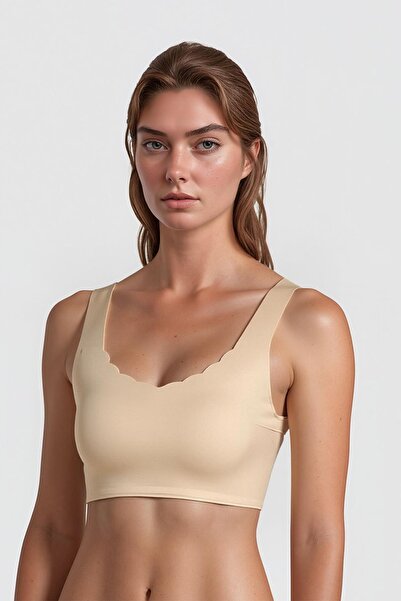 Cottonhill Skin Seamless Laser Cut Bra with Pad Women's Ghost Bra Wave Detailed