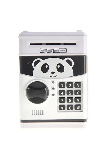 HOZRO Pușculiță interactivă HOZRO pentru copii, design panda, cu cod PIN și seif, funcție bancomat pentru economisire