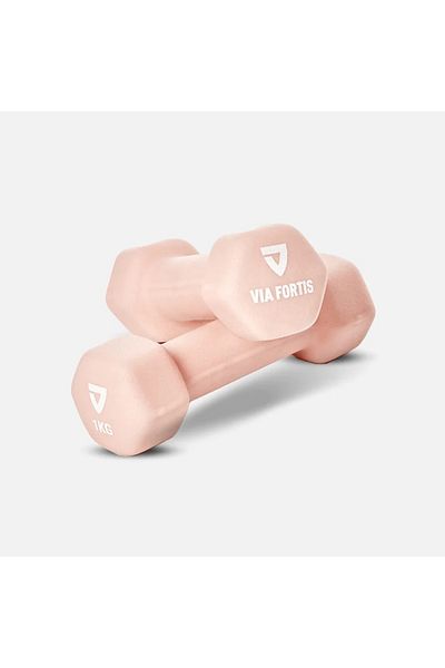 VIA FORTIS Set de 2 gantere, 2x1 Kg, premium, din fontă cu înveliș de neopren