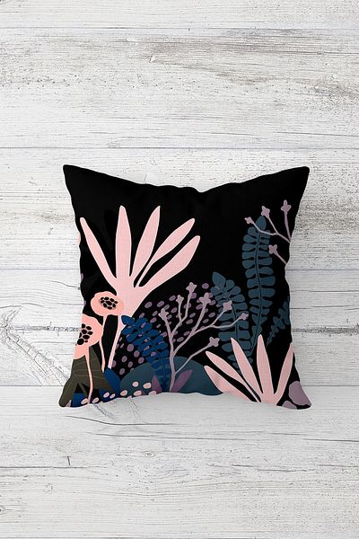 MENTEŞ HOME Set de huse de pernă cu fermoar ascuns decorativ cu model de flori (4 bucăți)