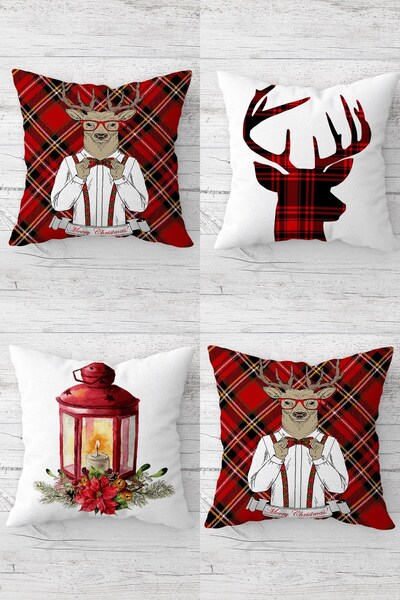 MENTEŞ HOME New Year Concept Hidden Zippered Throw Pillow Cover Sofa Pillow C...