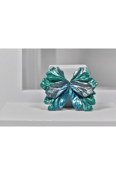NARRU Handmade NARRU earrings, inspired by flowers and leaves, green, turquoise and silver, Marilu 04