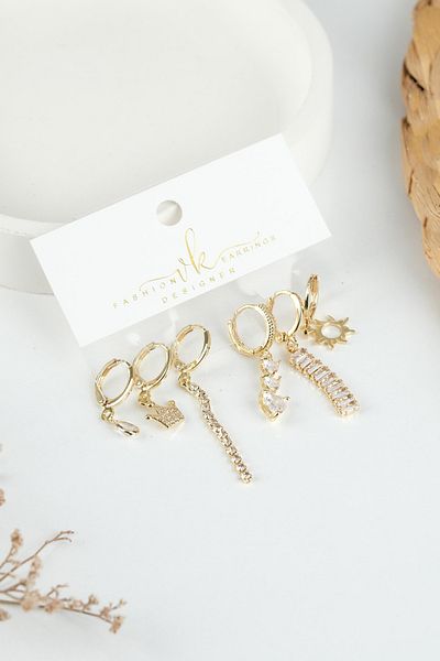Jack Ferrero Gold Women's Steel 6-Piece Earring Set