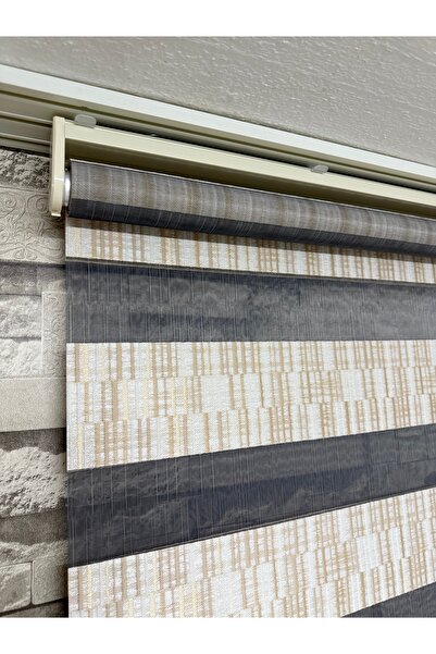 PERDECİNİZ ACIK KAHVE DESENLİ ZEBRA PERDE ALÜMİNYUM KASA İMALATTAN SATIŞ EnxB...