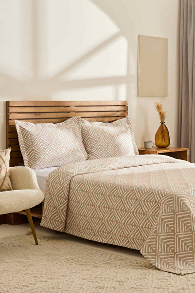 Kaşmir Home Space Double Bedspread Set Beige