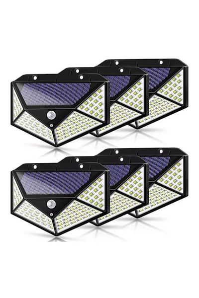 HOZRO Set 6 lămpi solare HOZRO SH 100, 100 LED-uri, iluminare 1000 lumeni, senzor de mișcare și lumină, reîncărcabile
