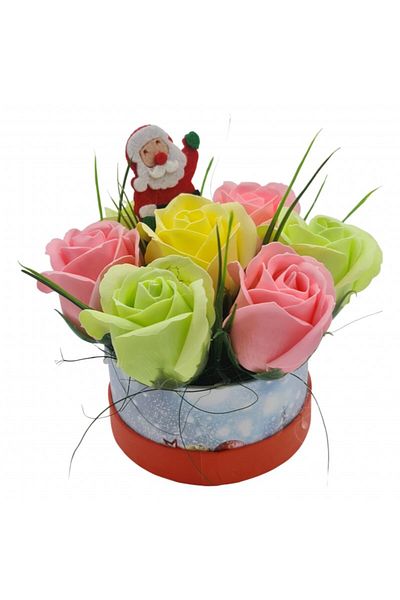 dalimag Aranjament floral deosebit, Craciun, 7 trandafiri, mos craciun 1