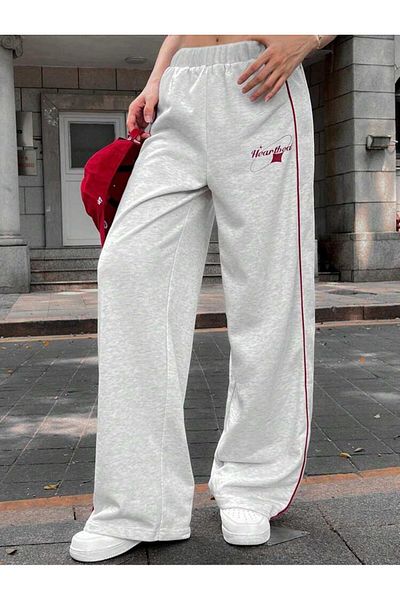 Touz Moda Heartbeat Oversize Elastic Waist Baggy Sweatpants
