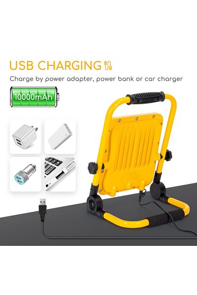 Sofia Concept Rechargeable Portable Led Projector, Usb, IP65, 50W, 360°, 10000mAh, 6500K, Aluminum, Black/Yellow