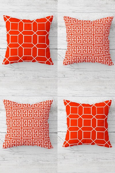 MENTEŞ HOME Σετ μαξιλαροθήκη καναπέ με κρυφό φερμουάρ με γεωμετρικές ρίγες πο...