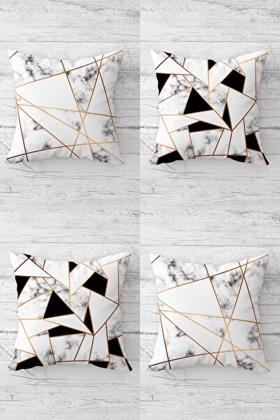 MENTEŞ HOME Geometric Triangle Patterned Hidden Zippered Throw Pillow Cover S...
