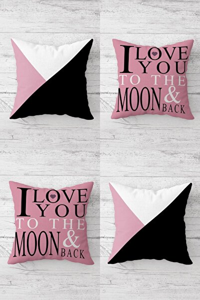 MENTEŞ HOME I Love You to the Moon Hidden Zippered Throw Pillow Cover Sofa Pi...