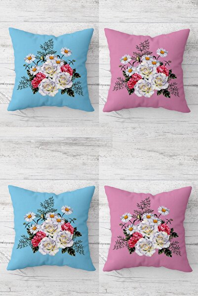 MENTEŞ HOME Buchet de trandafiri și margarete Vintage cu fermoar ascuns Husă ...