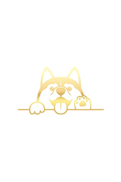 Reysa Tasarım ملصق سيارة على شكل كلب متأرجح مقاس 17x17 سم ذهبي