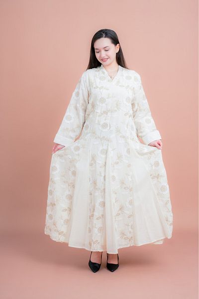 IKKXA Floral Embroidered Modern Jalabiya