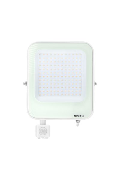 Sofia Concept LED Floodlight with Motion Sensor, 100W, 8900 Lm, 4000K, IP65, Aluminum, White