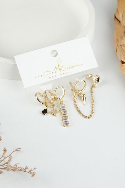 Jack Ferrero Gold Women's Steel 6-Piece Earring Set
