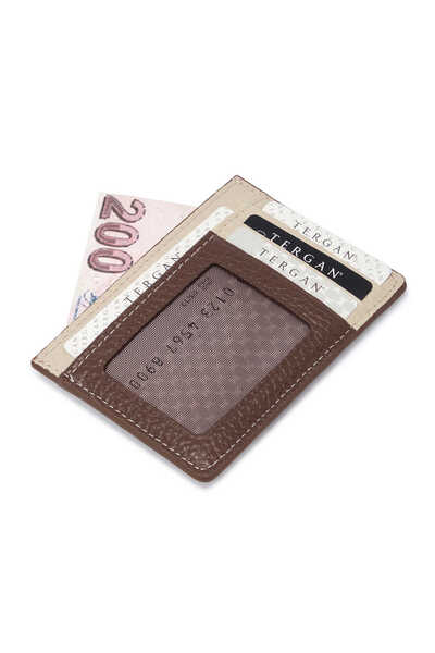 Tergan ΑΝΟΙΧΤΟ ΚΑΦΕ-FLOATER ΜΠΕΖ-FLOATER Δερμάτινη θήκη πιστωτικών καρτών Unisex - S1KK00001676-V0G