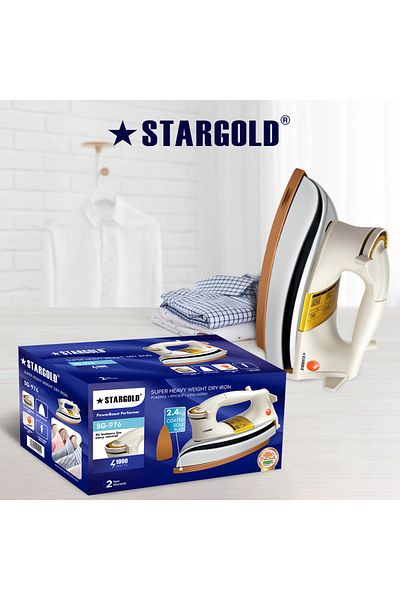 Generic STARGOLD 1000W Heavy Weight Dry Iron with Ceramic Soleplate and Auto Thermostat Cut-Off