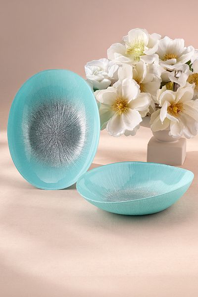 Emsan Pastel 2 Piece Glass Gondola 30 cm Blue