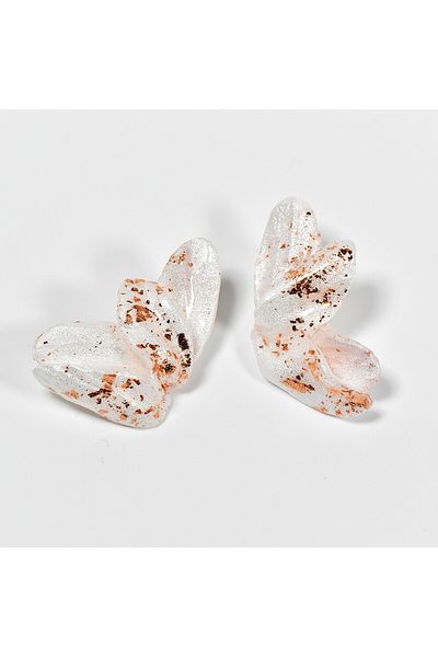 NARRU NARRU earrings, handmade, butterfly-shaped, pearl white and copper, Sierra 12