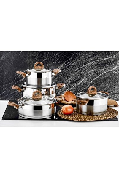 Lines Ahşap Kulplu Tencere Seti